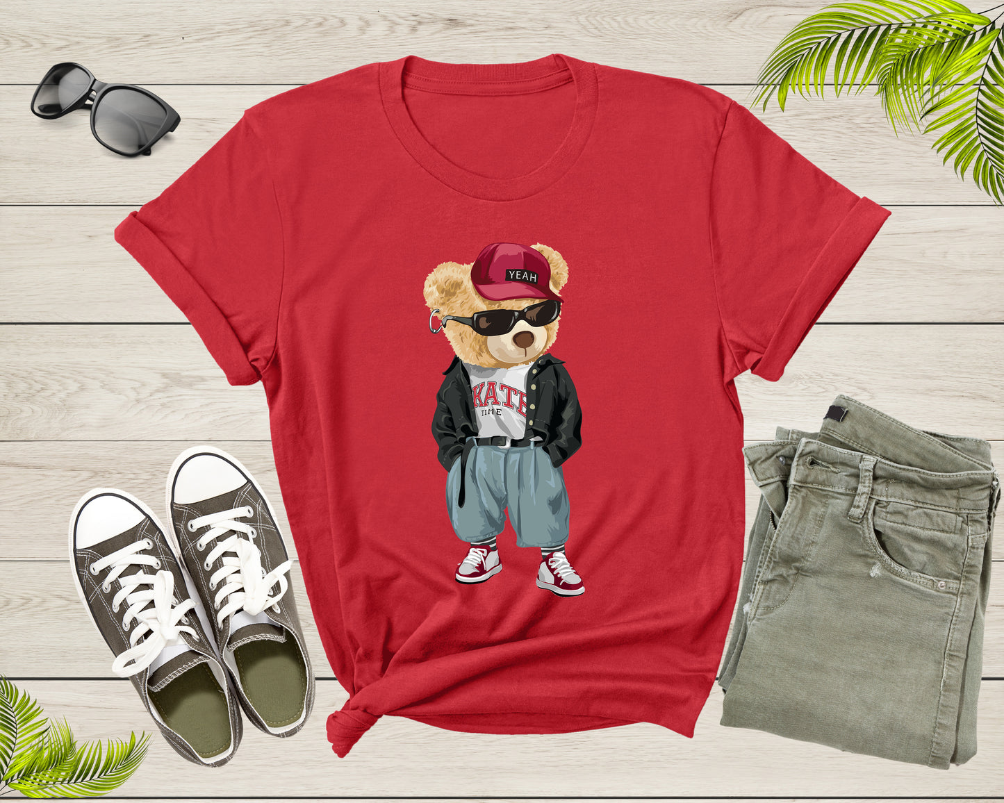 Punk Rocker Rapper Popster Punker Teddy Bear Rap Hip Hop T-Shirt Cool Teddy Bear Lover Gift T Shirt for Men Women Kids Boys Girls Tshirt