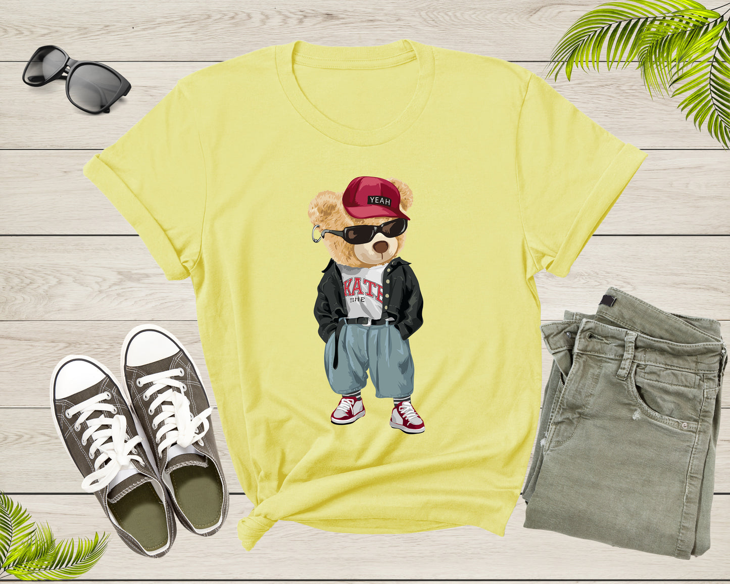 Punk Rocker Rapper Popster Punker Teddy Bear Rap Hip Hop T-Shirt Cool Teddy Bear Lover Gift T Shirt for Men Women Kids Boys Girls Tshirt