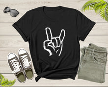 Load image into Gallery viewer, Rock On Hand Sign Symbol Gesture Rock Lover Salute Drawing T-Shirt Rocker Rock Lover Gift T Shirt for Men Women Kids Boys Girls Tshirt