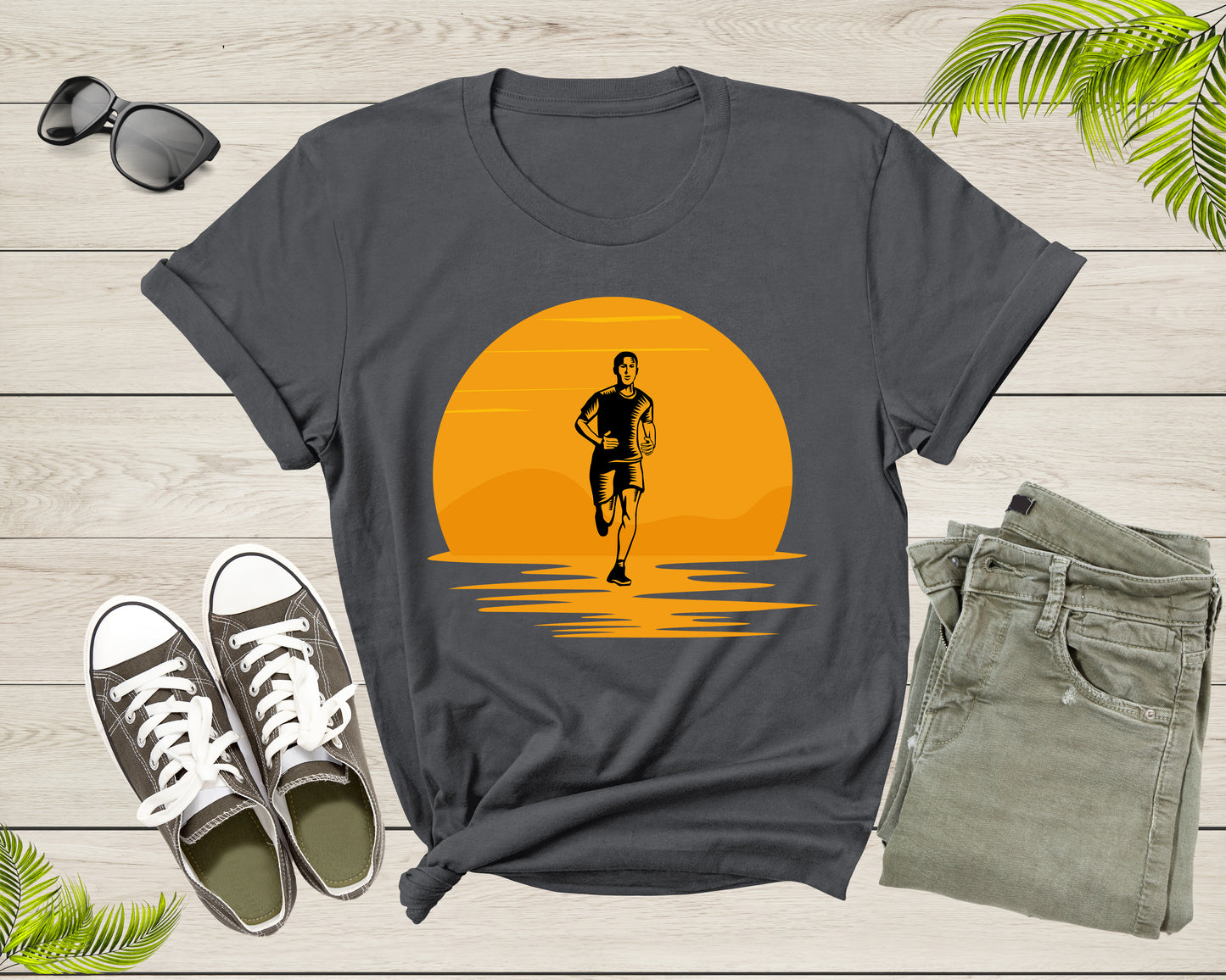 Sport Man Marathon Race Athlete Runner Running at Sunset T-Shirt Runner Running Lover Gift T Shirt for Men Women Kids Boys Girls Tshirt