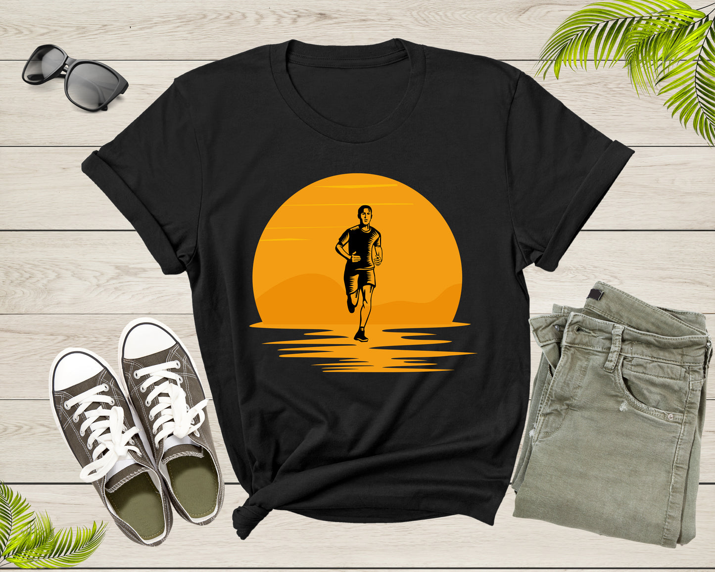 Sport Man Marathon Race Athlete Runner Running at Sunset T-Shirt Runner Running Lover Gift T Shirt for Men Women Kids Boys Girls Tshirt