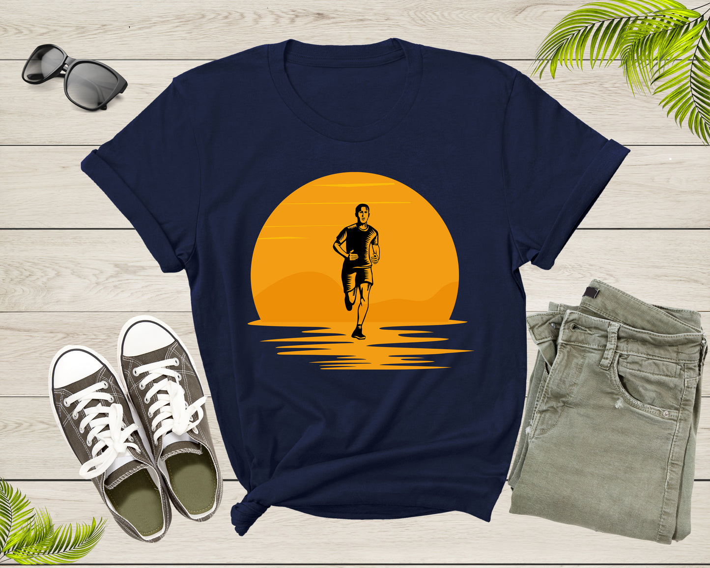 Sport Man Marathon Race Athlete Runner Running at Sunset T-Shirt Runner Running Lover Gift T Shirt for Men Women Kids Boys Girls Tshirt