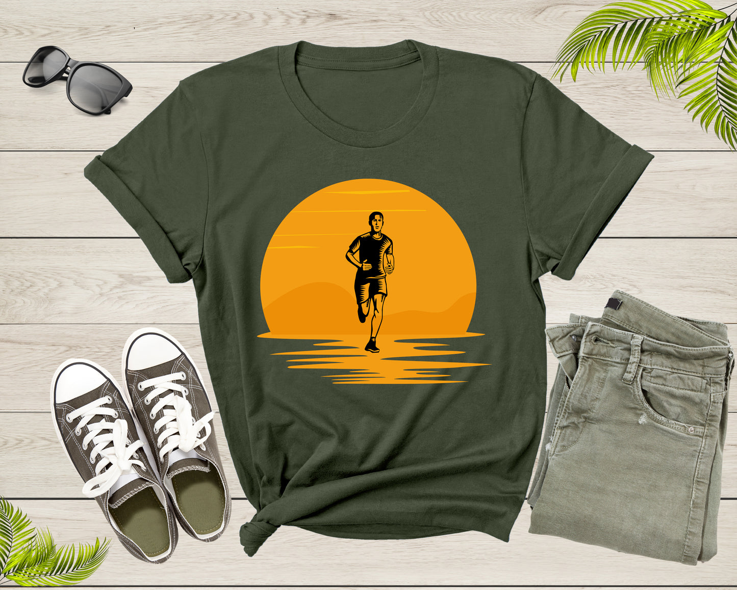 Sport Man Marathon Race Athlete Runner Running at Sunset T-Shirt Runner Running Lover Gift T Shirt for Men Women Kids Boys Girls Tshirt