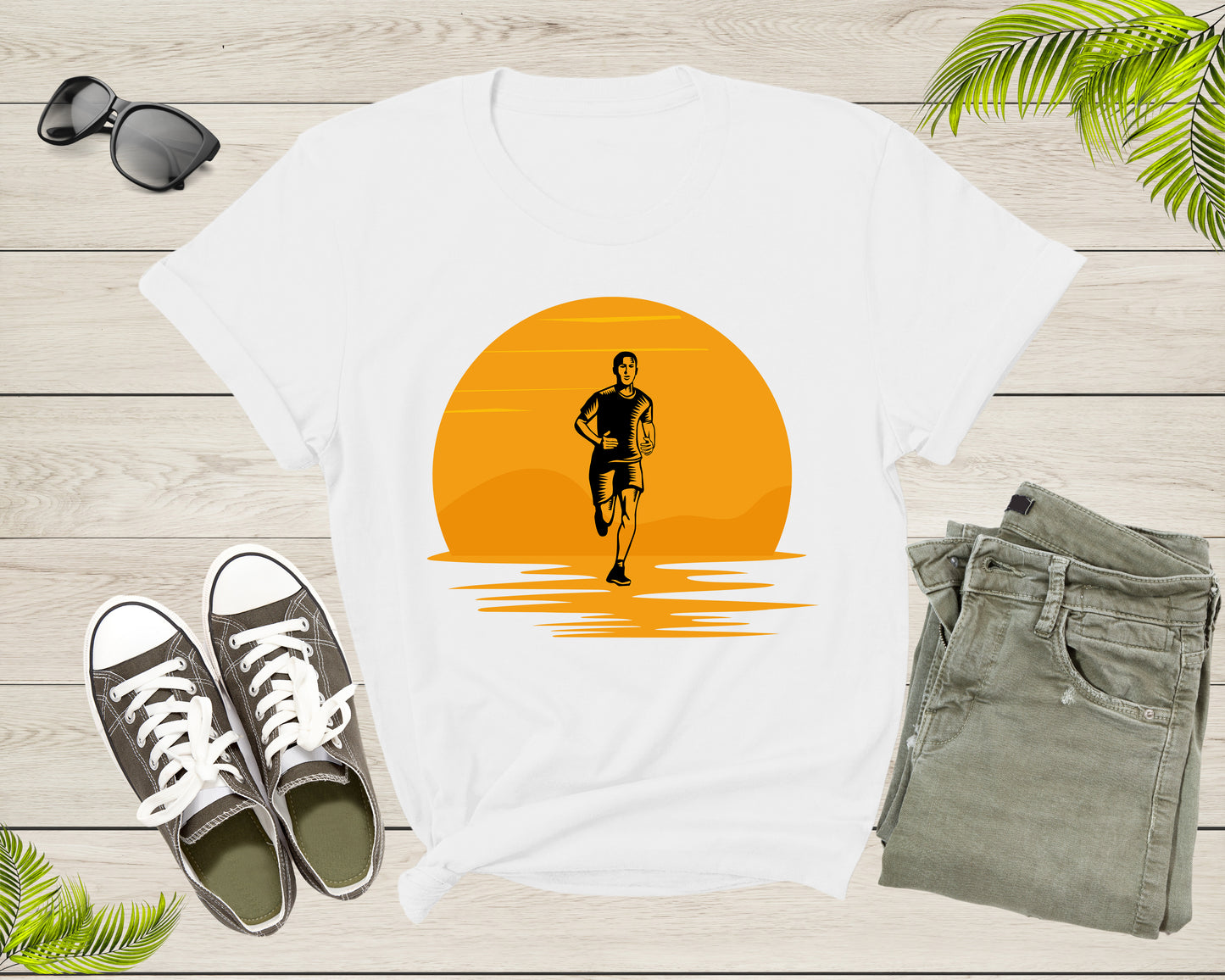 Sport Man Marathon Race Athlete Runner Running at Sunset T-Shirt Runner Running Lover Gift T Shirt for Men Women Kids Boys Girls Tshirt