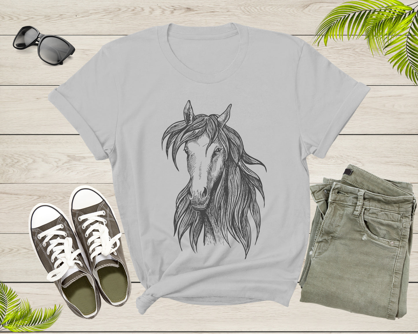Cool Horse Pony Lover Gift Shirt For Men Women Kids Girls Boys Aesthetic Horse Lover Gift Ideas Tshirt Graphic Horse Head Silhouette T-shirt