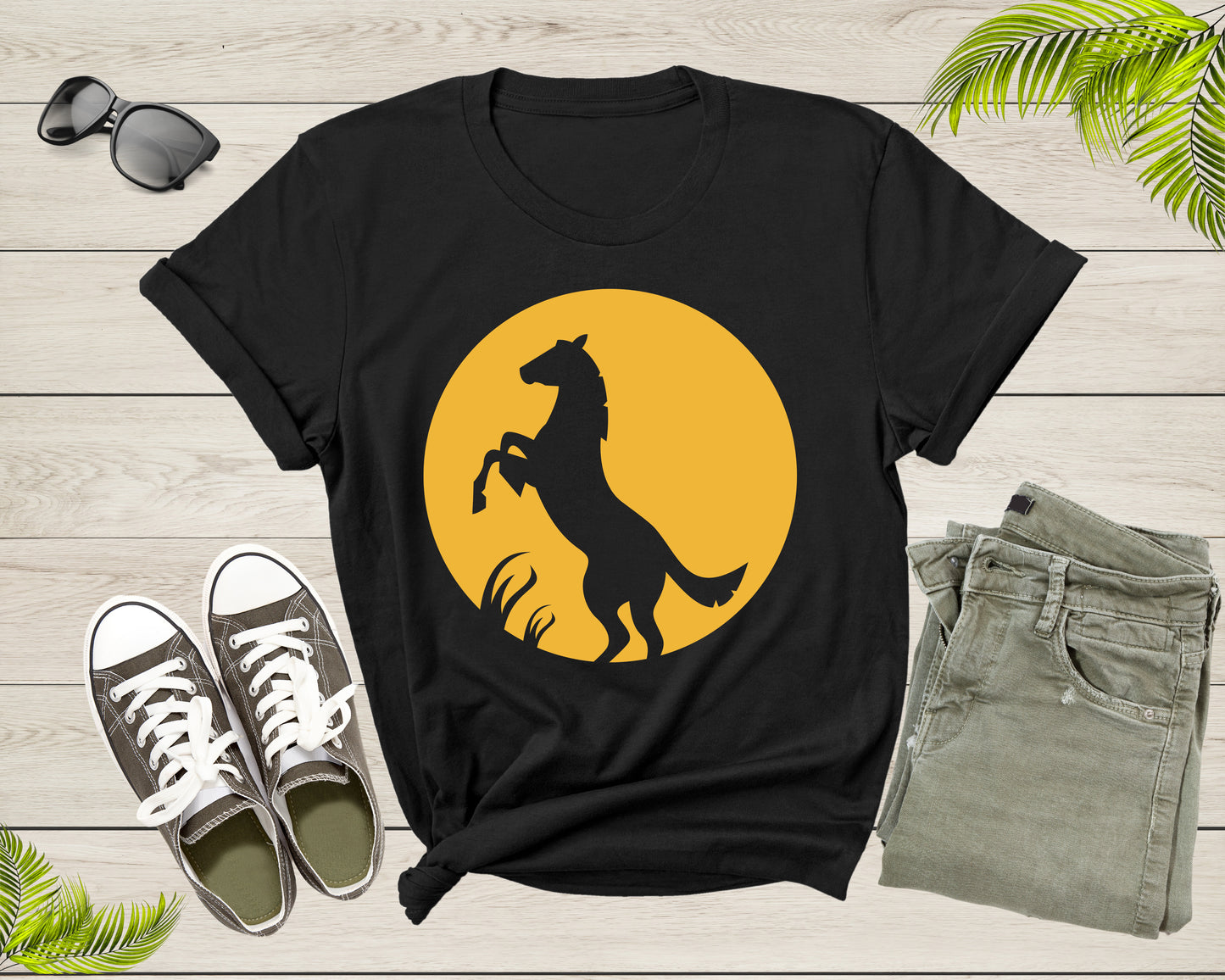 Cool Horse Pony Lover Gift Shirt For Men Women Kids Girls Boys Aesthetic Horse Lover Gift Tshirt Graphic Horse Sunset Silhouette T-shirt