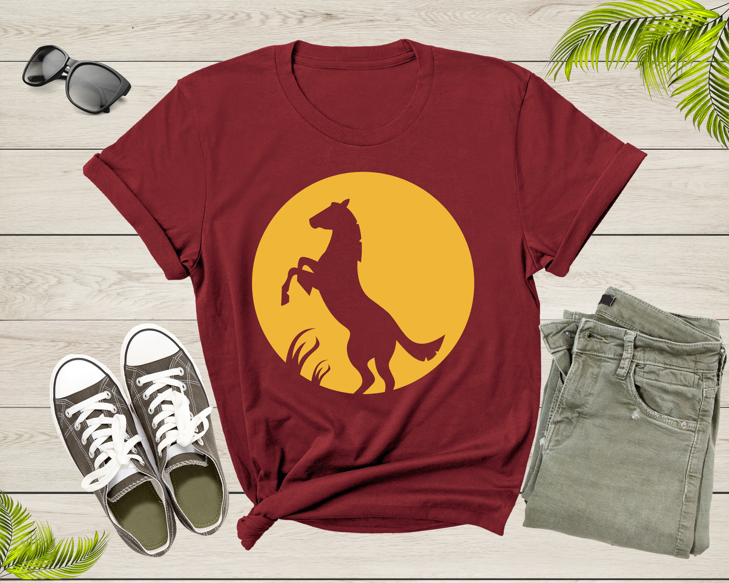 Cool Horse Pony Lover Gift Shirt For Men Women Kids Girls Boys Aesthetic Horse Lover Gift Tshirt Graphic Horse Sunset Silhouette T-shirt