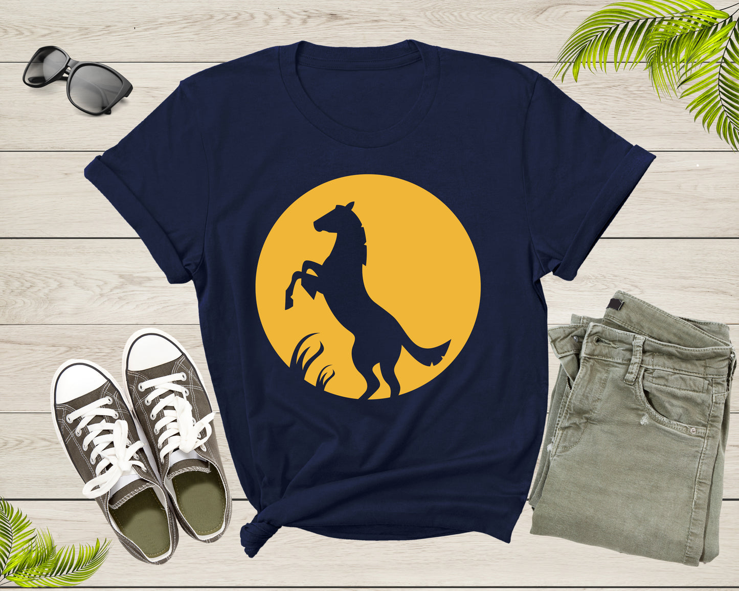 Cool Horse Pony Lover Gift Shirt For Men Women Kids Girls Boys Aesthetic Horse Lover Gift Tshirt Graphic Horse Sunset Silhouette T-shirt