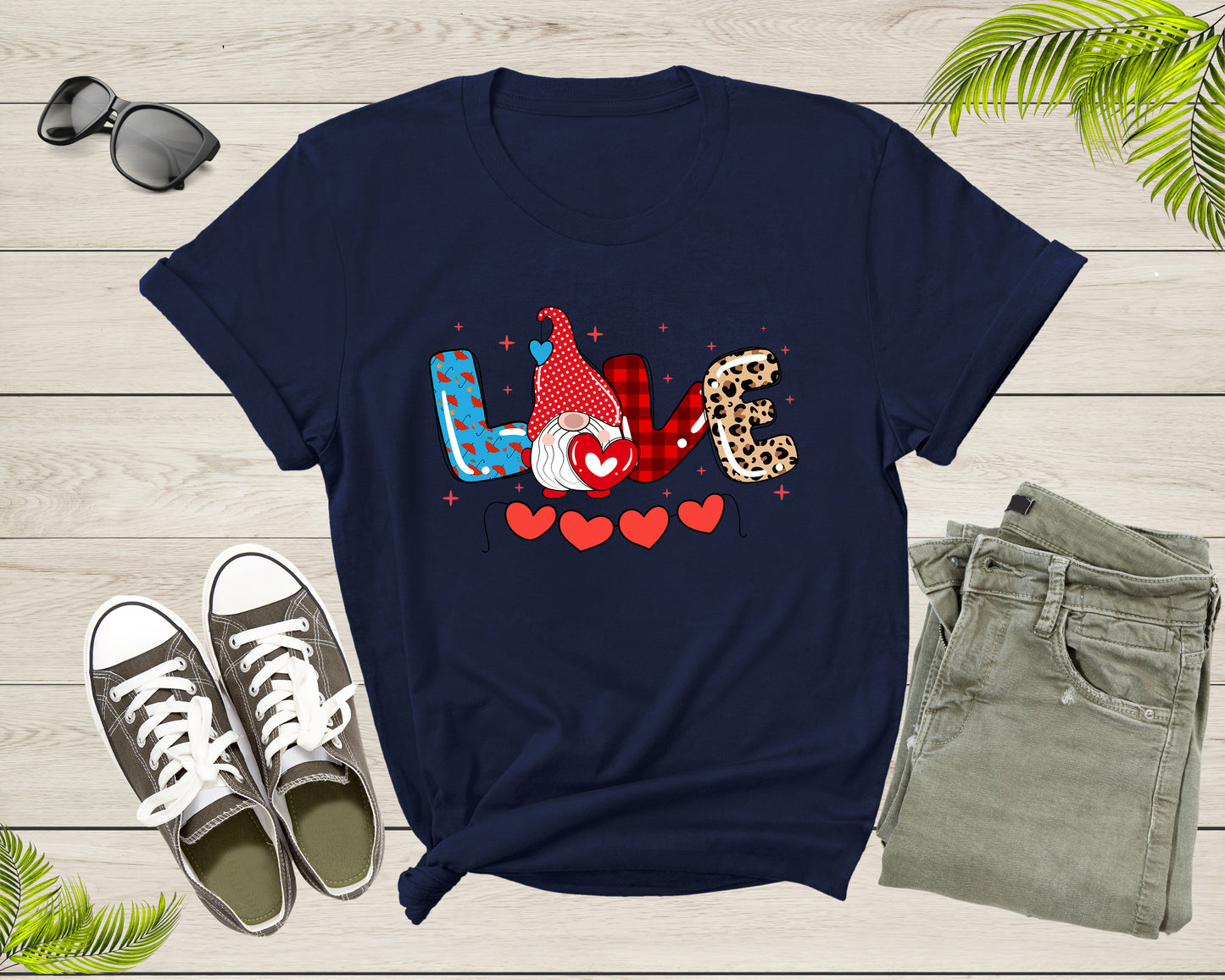 Valentine's Day Red Love Gnome Gifts for Her and Him Heart T-Shirt Cute Gnome Shirt Valentines Day Gift Love Shirt Gnome Love Heart Tshirt