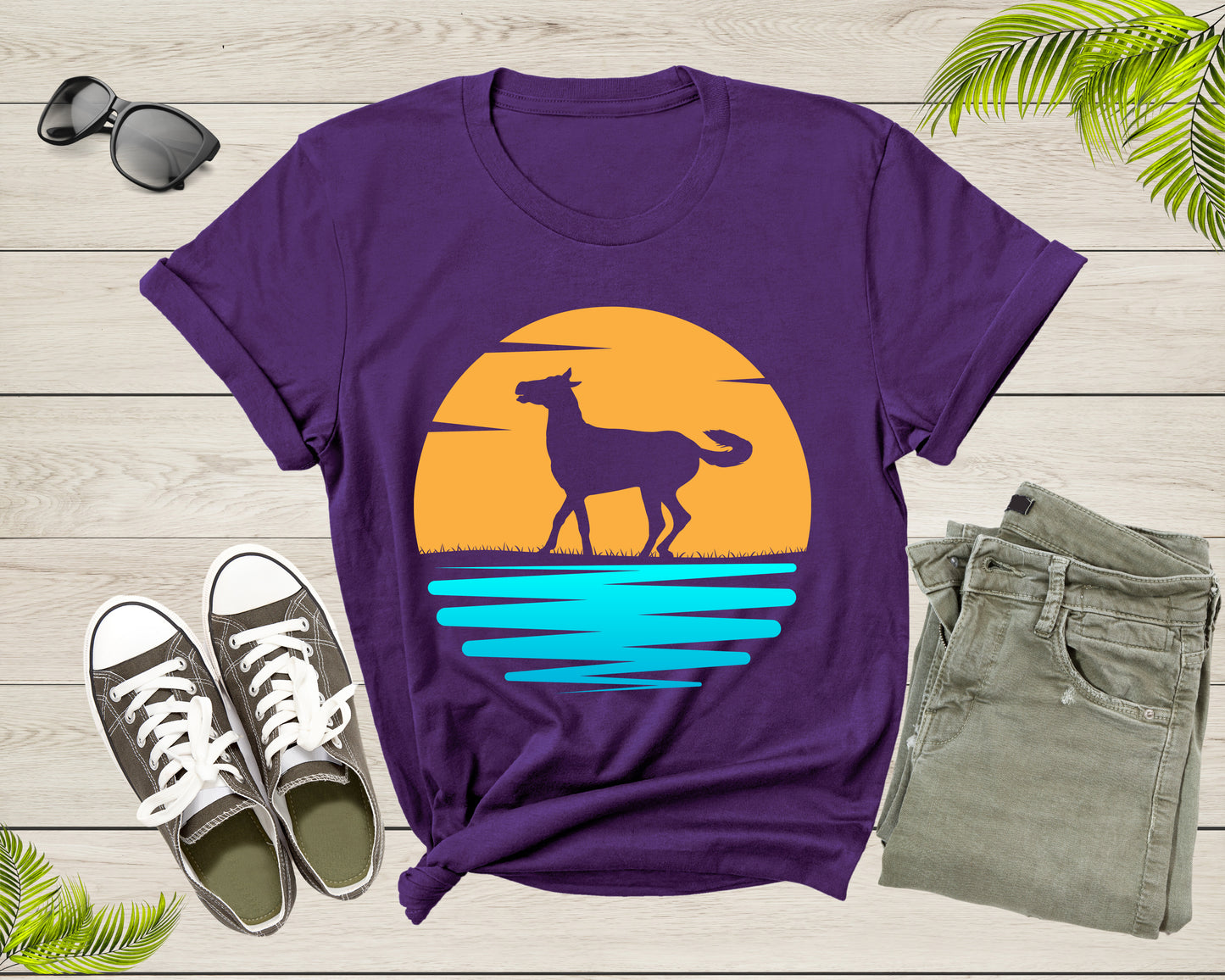Cool Horse Pony Lover Gift Shirt For Men Women Kids Girls Boys Aesthetic Horse Lover Gift Tshirt Graphic Horse Sunset Silhouette T-shirt