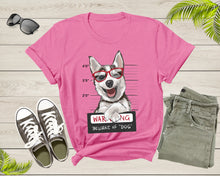 Load image into Gallery viewer, Warning Be Aware of Dog Husky Cute Eskimo Dog Puppy Pet Dog T-Shirt Dog Lover Owner Gift T Shirt for Men Women Boys Girls Teens Tshirt