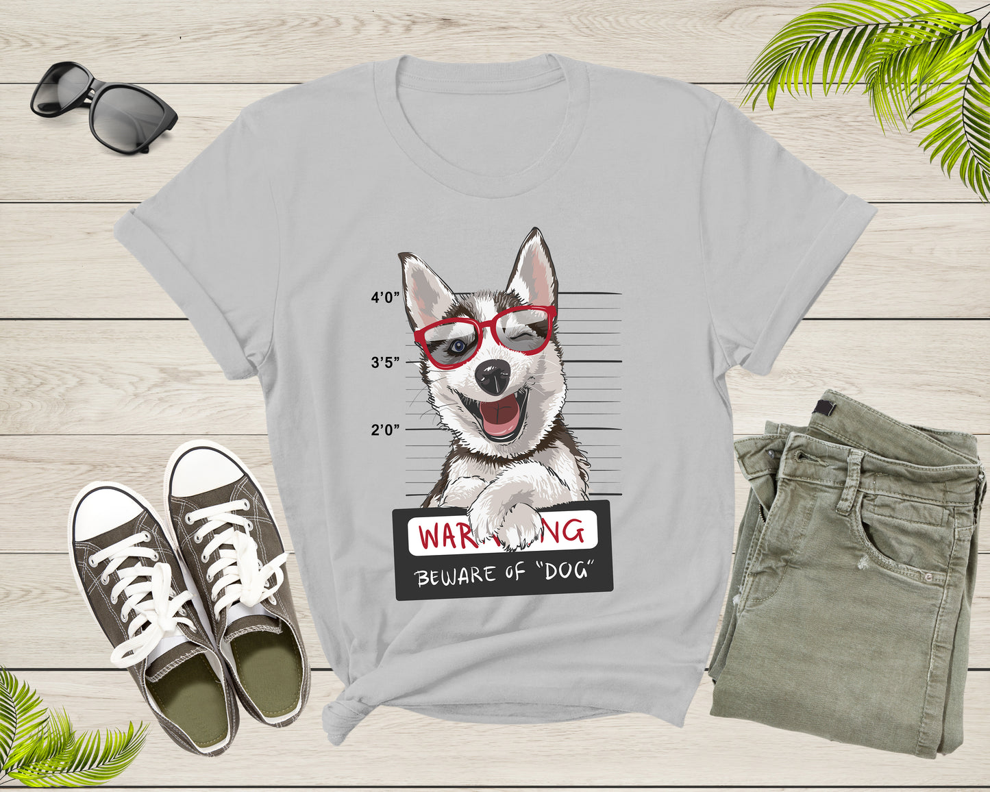 Warning Be Aware of Dog Husky Cute Eskimo Dog Puppy Pet Dog T-Shirt Dog Lover Owner Gift T Shirt for Men Women Boys Girls Teens Tshirt