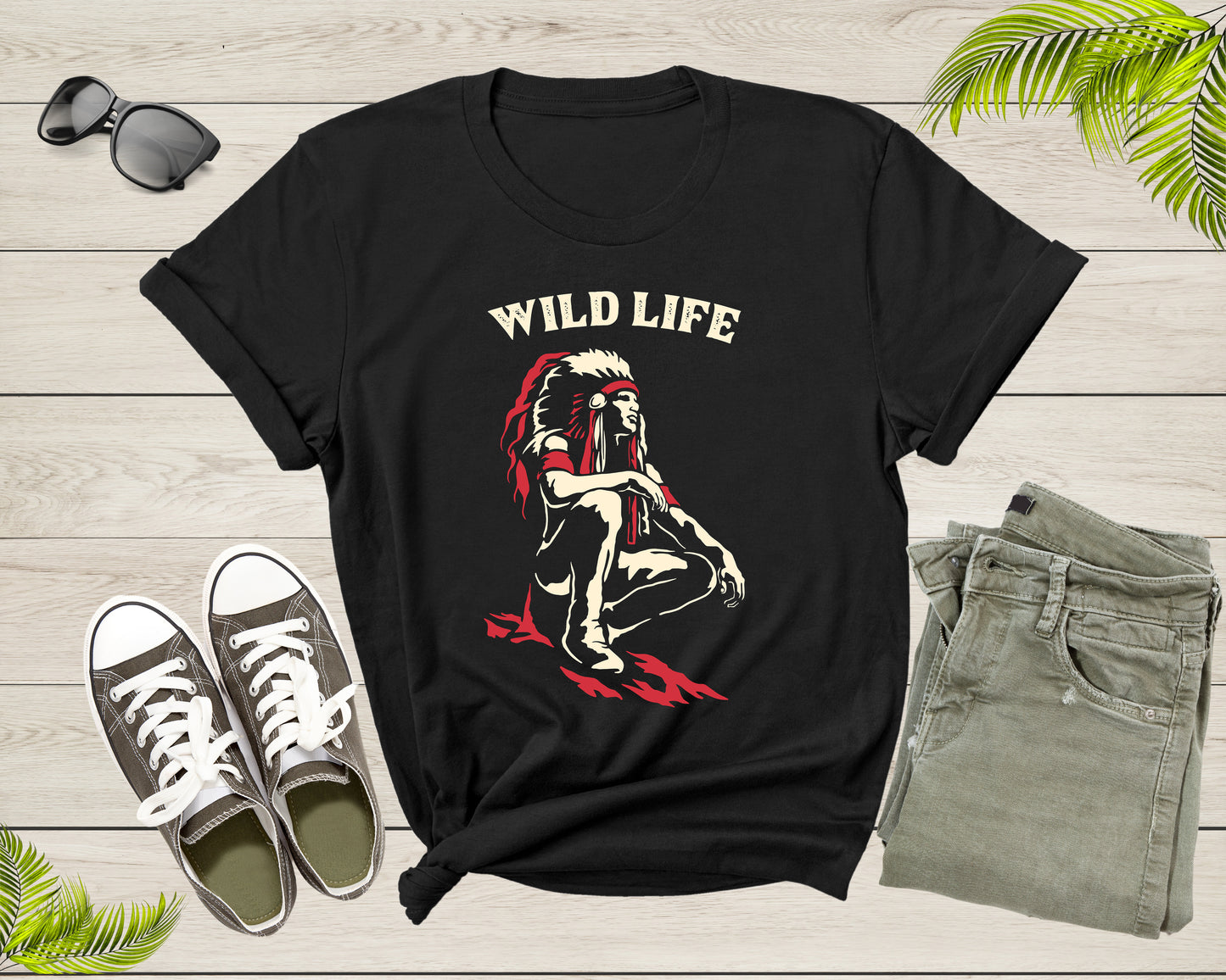 Wild Life Cool Native American Indian Indigenous People T-Shirt Native Historic Gift Lover T Shirt for Men Women Boys Girls Teens Tshirt
