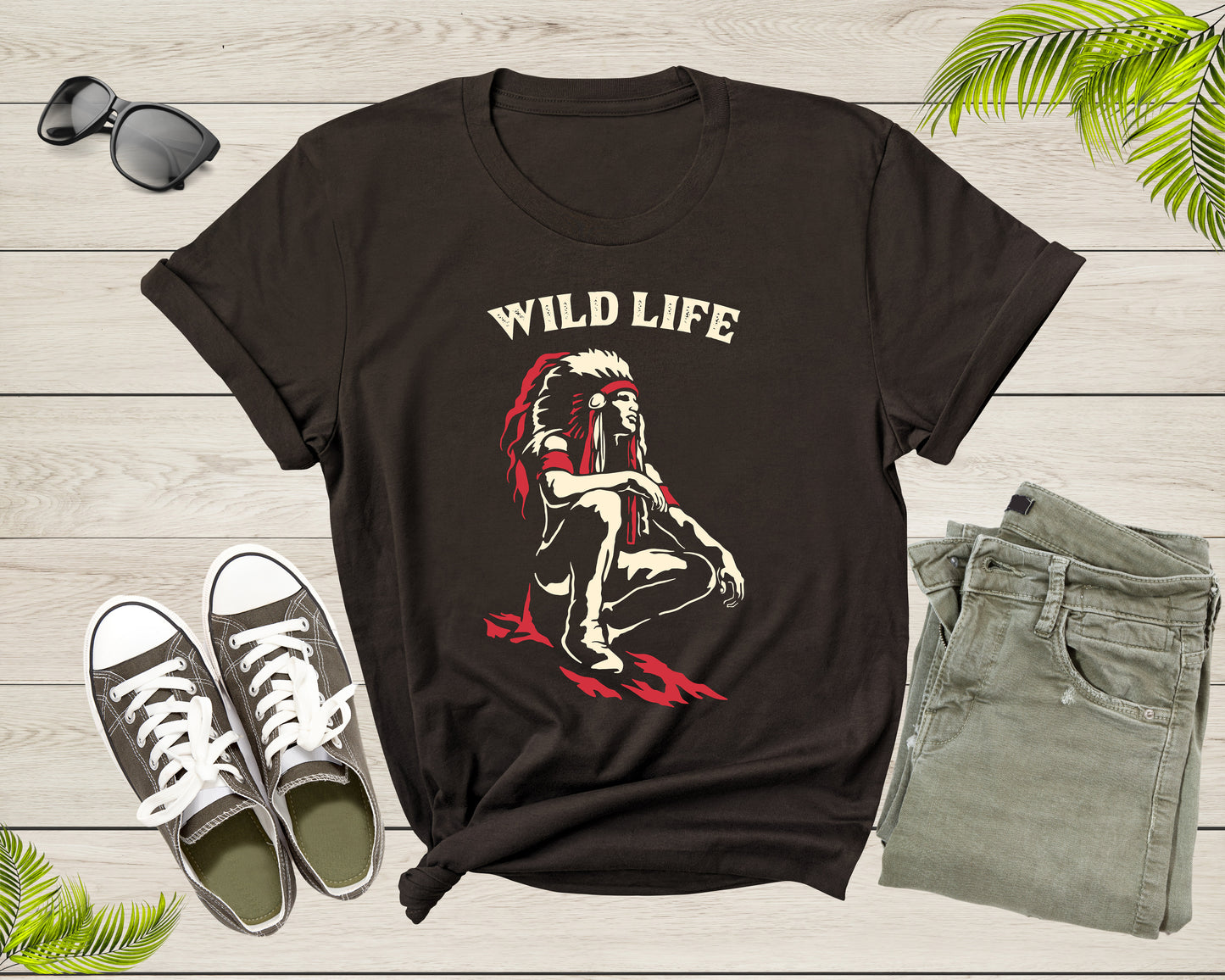 Wild Life Cool Native American Indian Indigenous People T-Shirt Native Historic Gift Lover T Shirt for Men Women Boys Girls Teens Tshirt