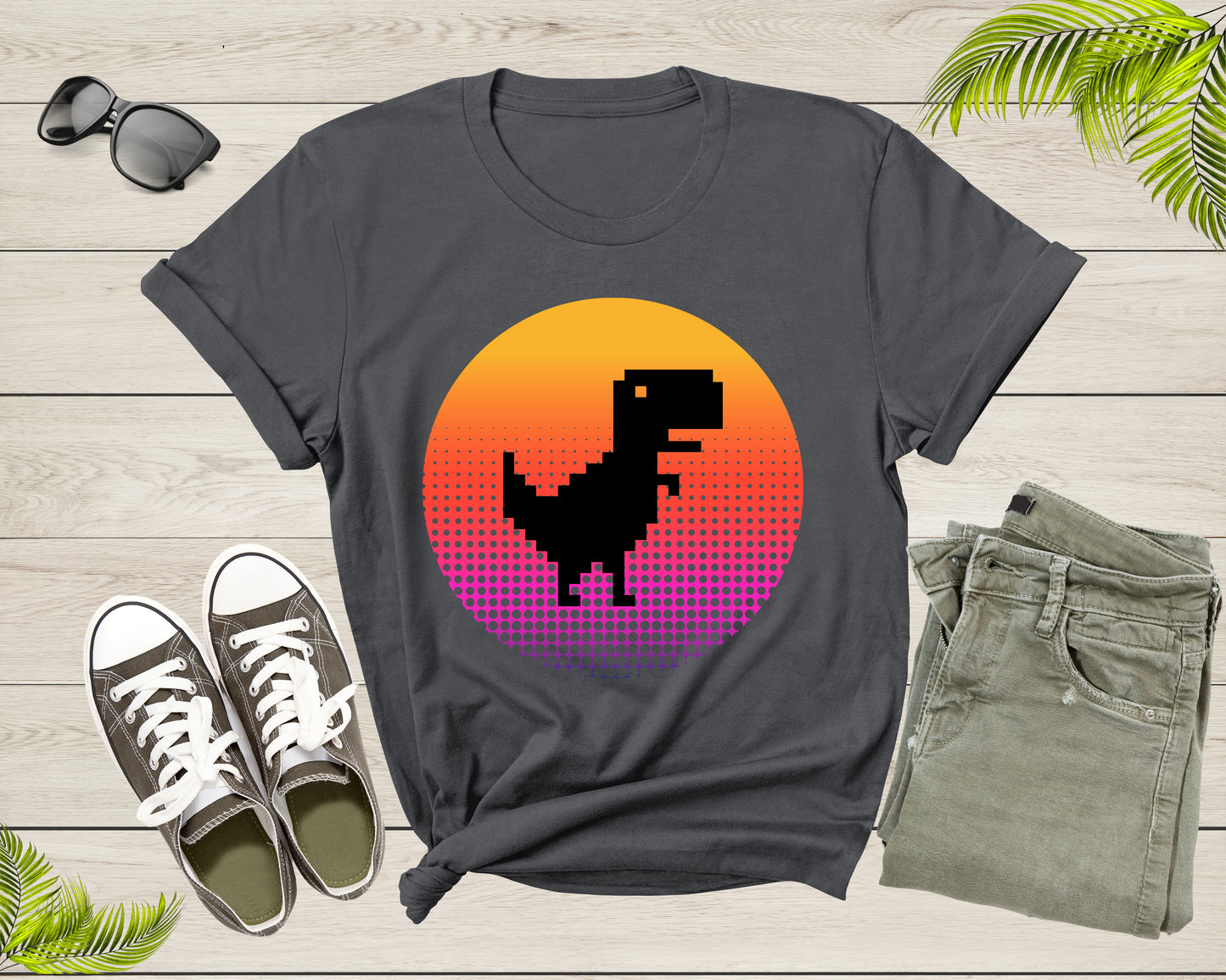 Cool Dinosaur T-Rex Animal Bird at Sunset for Men Women Kids T-Shirt Dino T Shirt Gift for Men Women Kids Boys Girls Trex Dino Tshirt
