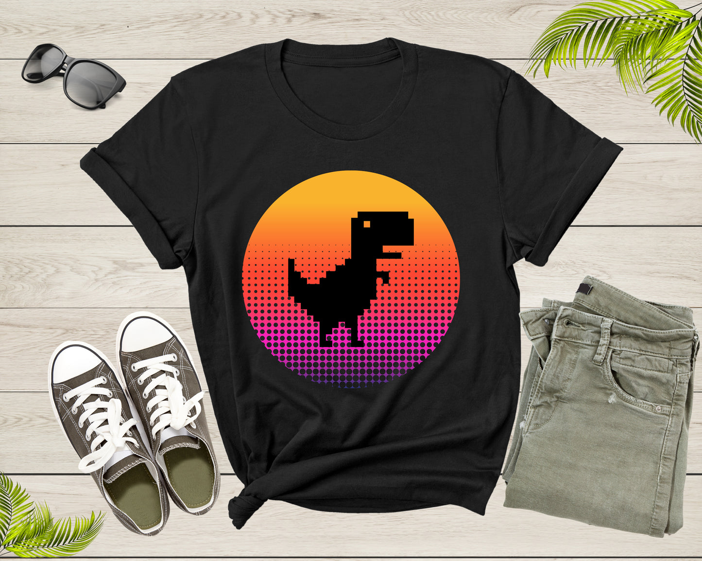 Cool Dinosaur T-Rex Animal Bird at Sunset for Men Women Kids T-Shirt Dino T Shirt Gift for Men Women Kids Boys Girls Trex Dino Tshirt
