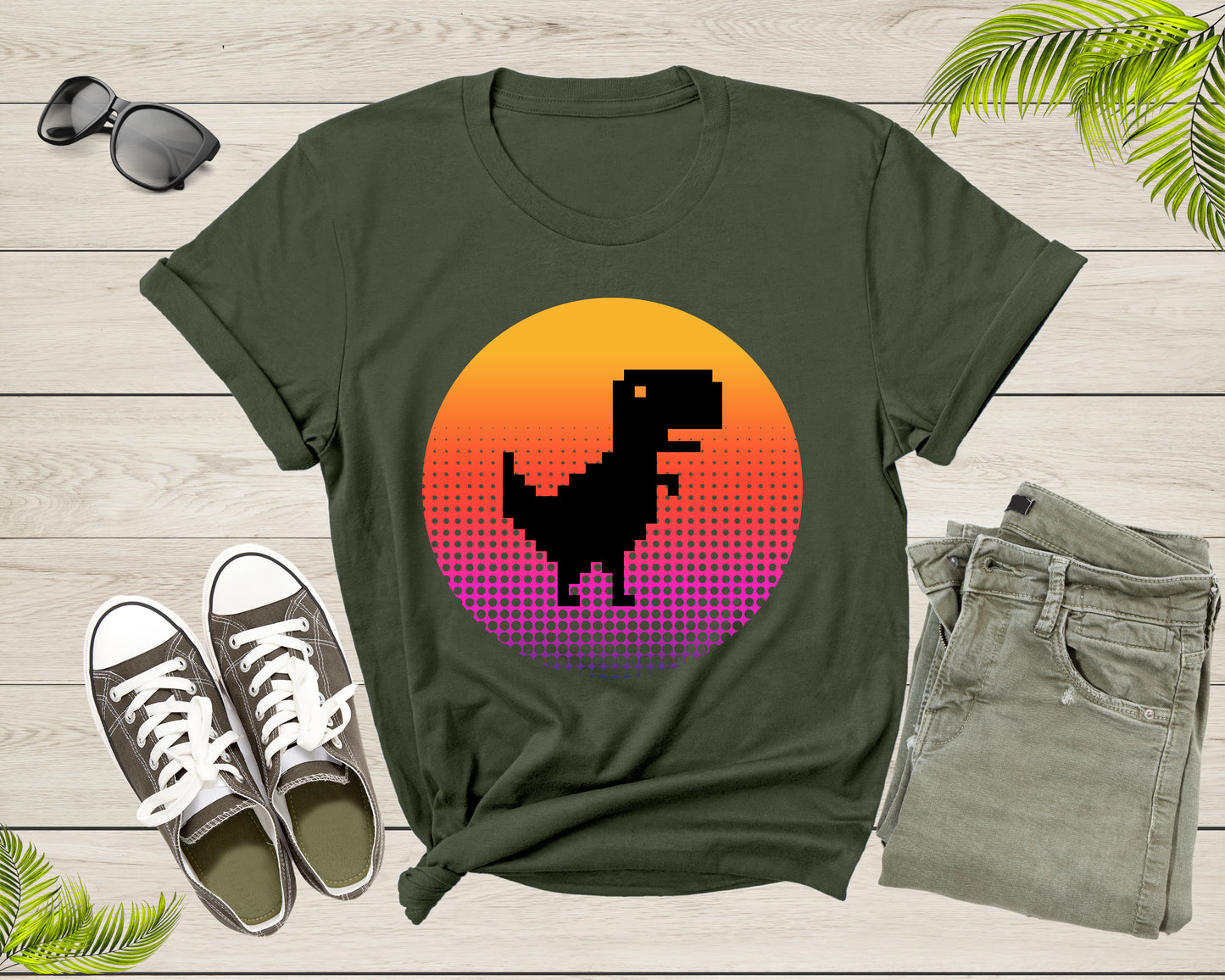 Cool Dinosaur T-Rex Animal Bird at Sunset for Men Women Kids T-Shirt Dino T Shirt Gift for Men Women Kids Boys Girls Trex Dino Tshirt