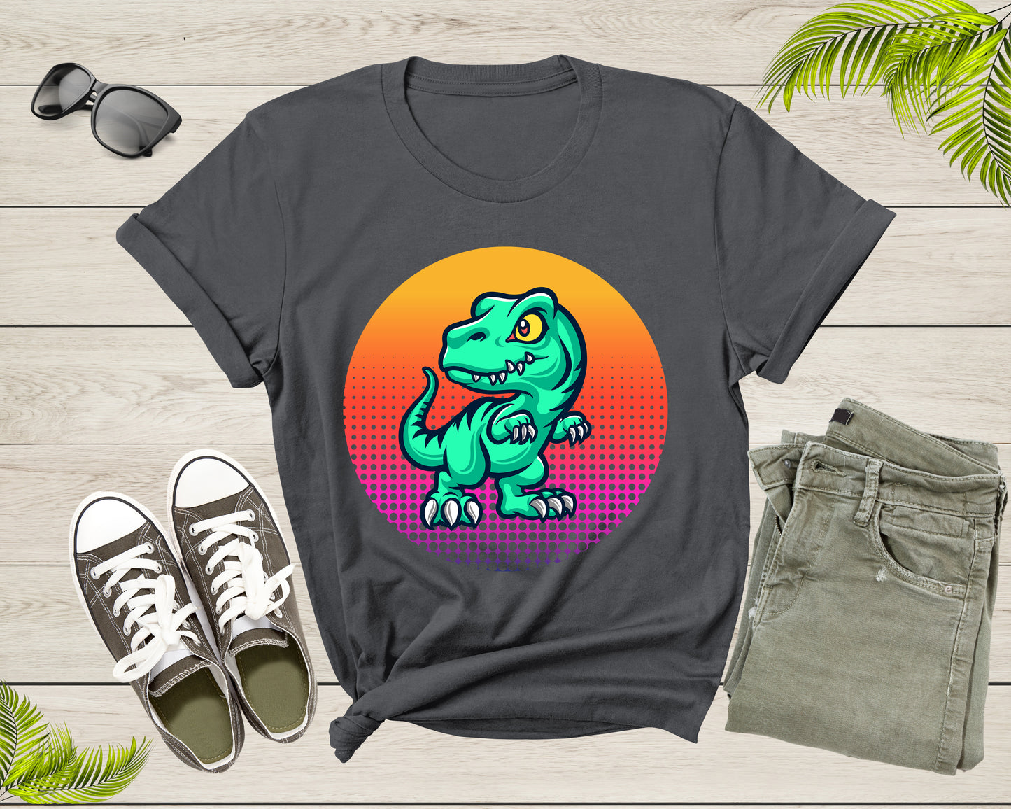 Cool Dinosaur T-Rex Animal Bird at Sunset for Men Women Kids T-Shirt Dino T Shirt Gift for Men Women Kids Boys Girls Cute Trex Dino Tshirt
