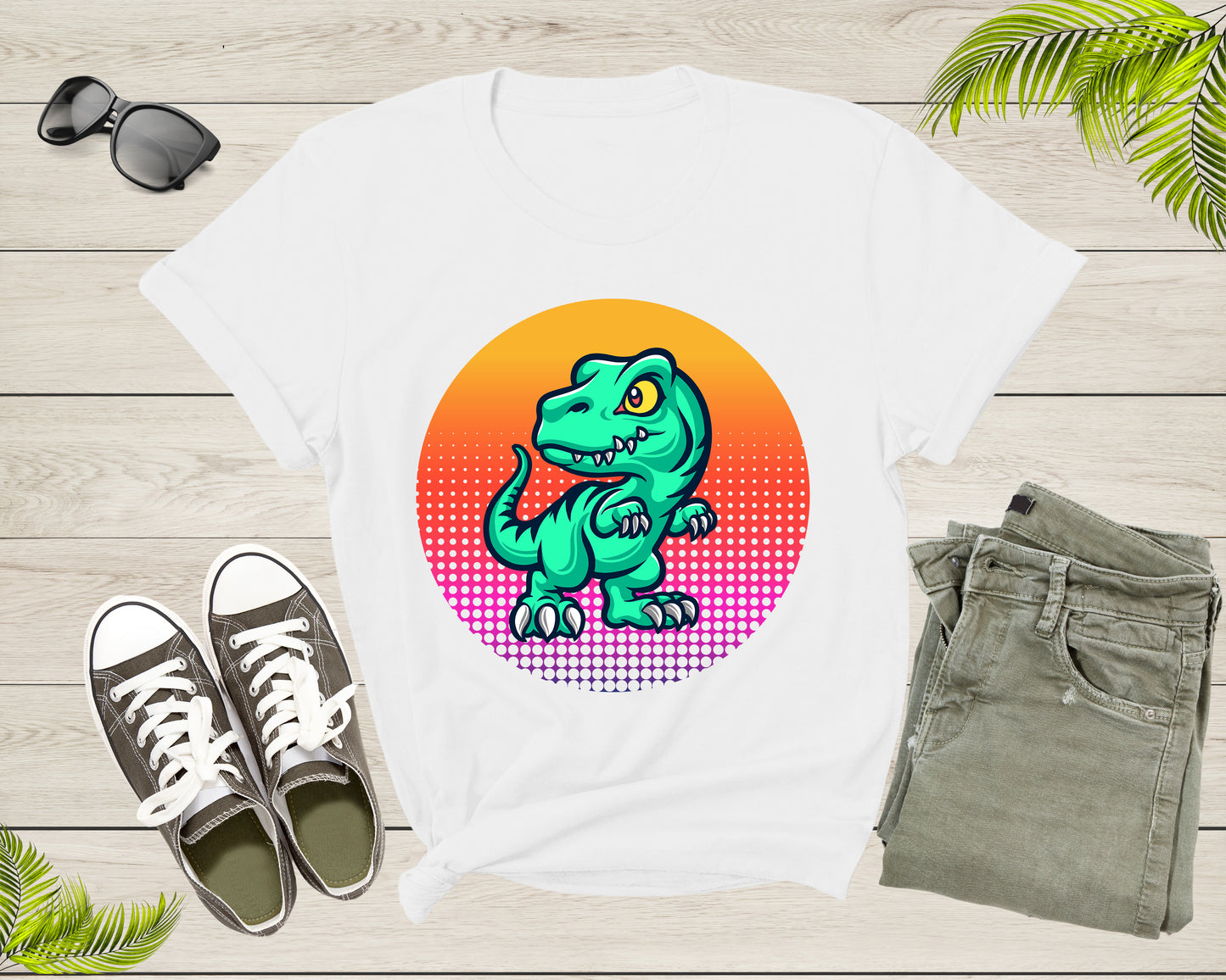 Cool Dinosaur T-Rex Animal Bird at Sunset for Men Women Kids T-Shirt Dino T Shirt Gift for Men Women Kids Boys Girls Cute Trex Dino Tshirt