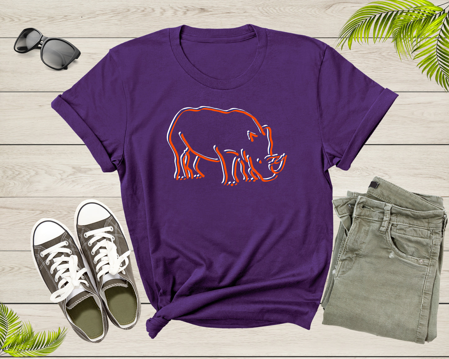 Colorful Rhinoceros Hippopotamus Wild Hippo Animal Wildlife T-Shirt Rhino Lover Gift Graphic T Shirt for Men Women Boys Girls Teens Tshirt