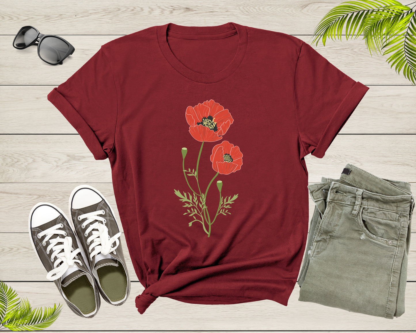 Red Flower Plant Garden Flower Petals Blossom Nature Art T-Shirt Flower Plant Lover Gardener Gift T Shirt for Men Women Boys Girls Tshirt