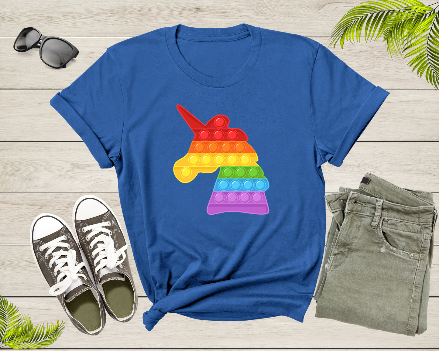 Cool Colorful Unicorn Pop It Fidget Shape Multicolor T-Shirt Unicorn Graphic Design Lover Gift T Shirt for Men Women Girls Boys Tshirt