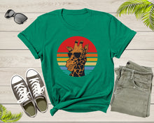 Load image into Gallery viewer, Cool Retro Africa Giraffe Animal with Sun Glasses at Sunset T-Shirt Graphic Giraffe Lover Gift T Shirt for Men Women Boys Girls Tshirt