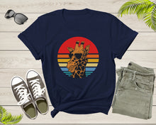 Load image into Gallery viewer, Cool Retro Africa Giraffe Animal with Sun Glasses at Sunset T-Shirt Graphic Giraffe Lover Gift T Shirt for Men Women Boys Girls Tshirt