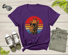 Load image into Gallery viewer, Cool Retro Africa Giraffe Animal with Sun Glasses at Sunset T-Shirt Graphic Giraffe Lover Gift T Shirt for Men Women Boys Girls Tshirt