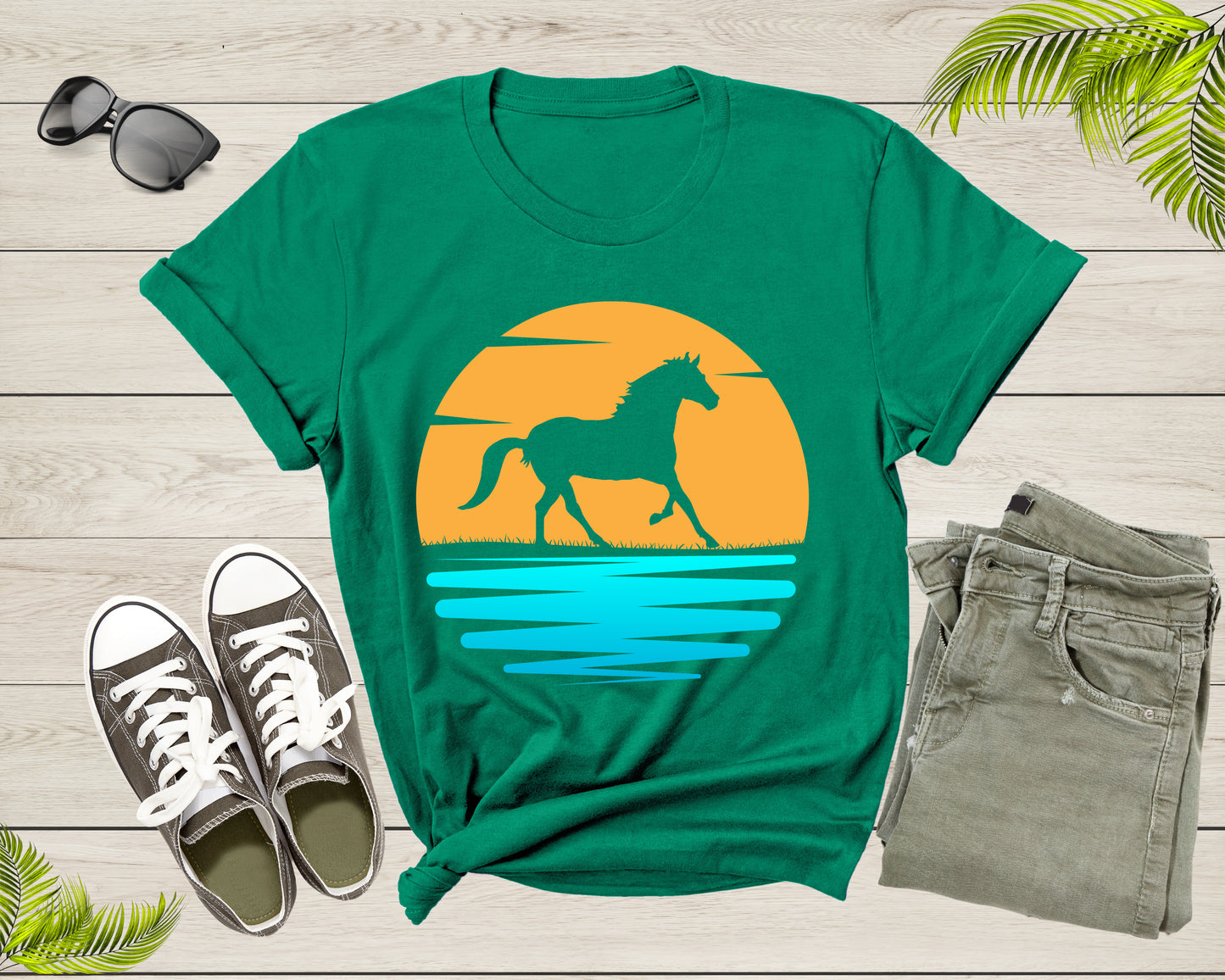 Cool Horse Pony Lover Gift Shirt For Men Women Kids Girls Boys Aesthetic Horse Lover Gift Tshirt Graphic Horse Sunset Silhouette T-shirt