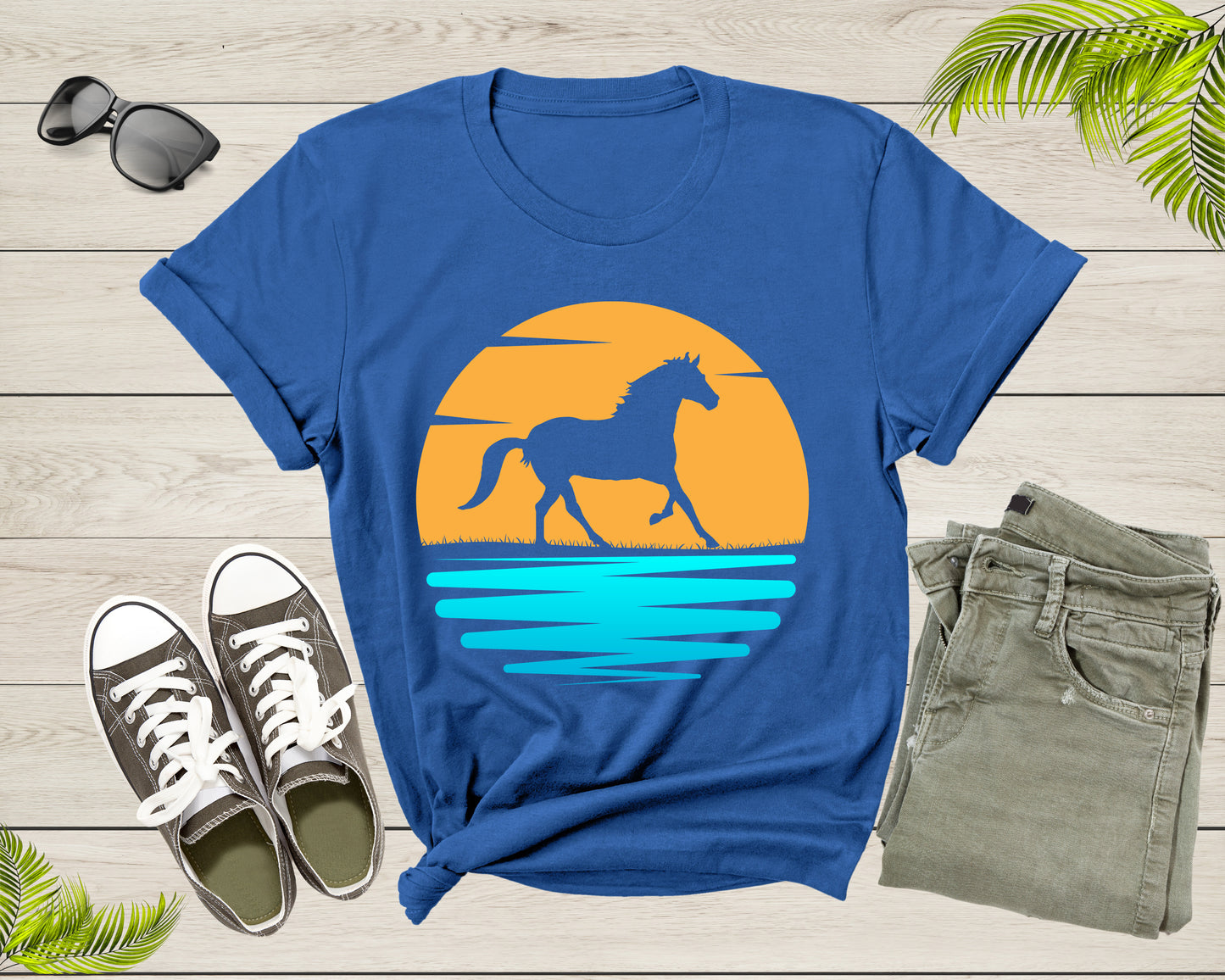 Cool Horse Pony Lover Gift Shirt For Men Women Kids Girls Boys Aesthetic Horse Lover Gift Tshirt Graphic Horse Sunset Silhouette T-shirt