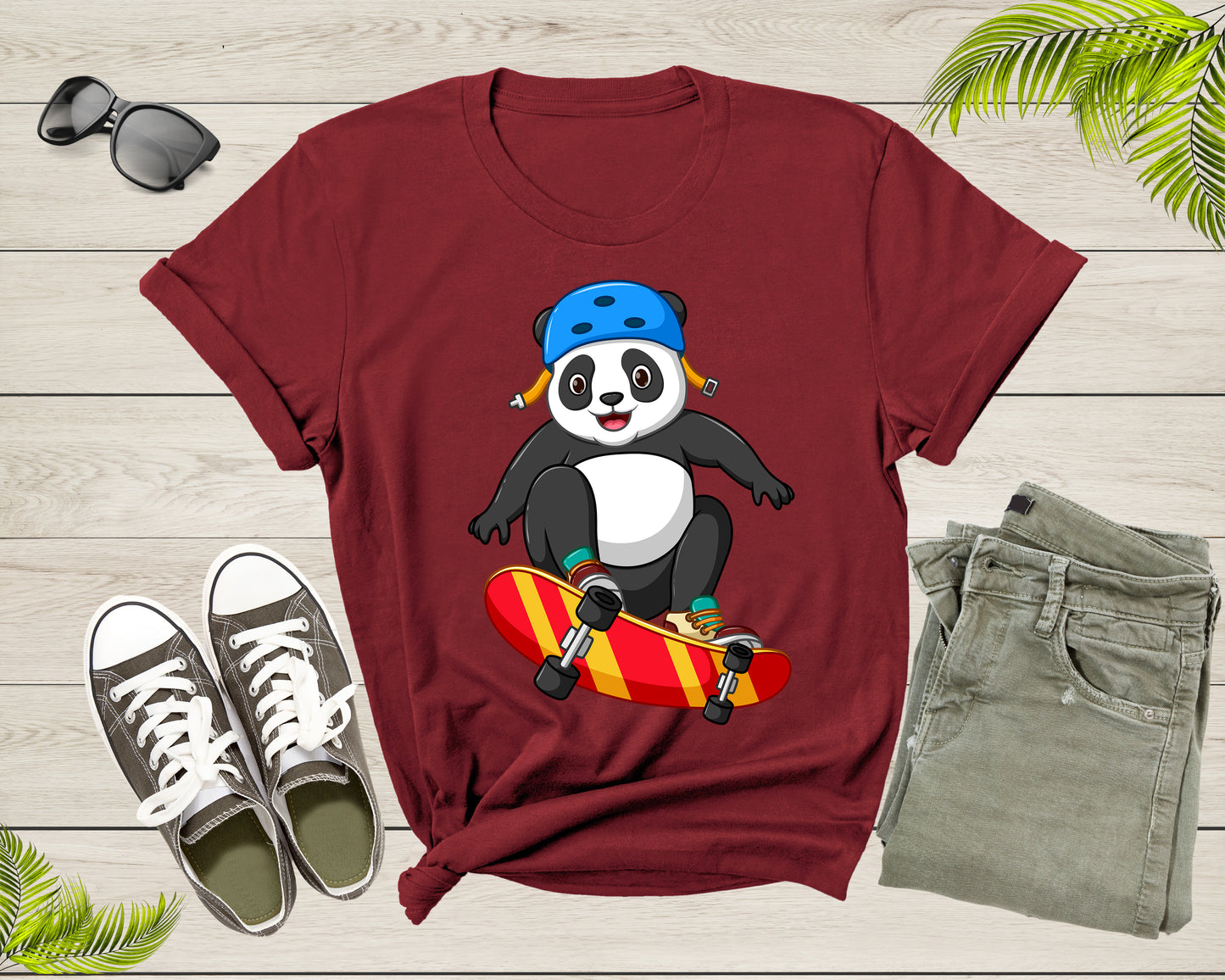 Skateboarding Happy Panda Skateboard Cute Sporty Animal T-Shirt Skateboarder Panda Lover Gift T Shirt for Men Women Boys Girls Tshirt