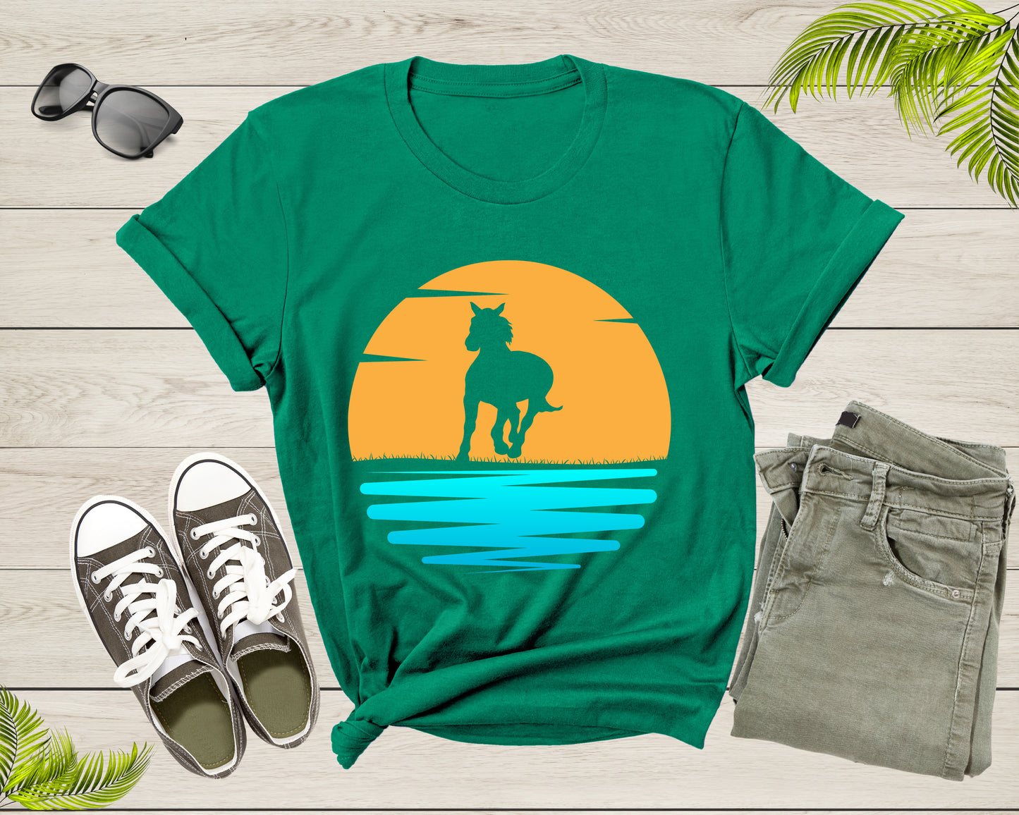 Cool Horse Pony Lover Gift Shirt For Men Women Kids Girls Boys Aesthetic Horse Lover Gift Tshirt Graphic Horse Sunset Silhouette T-shirt