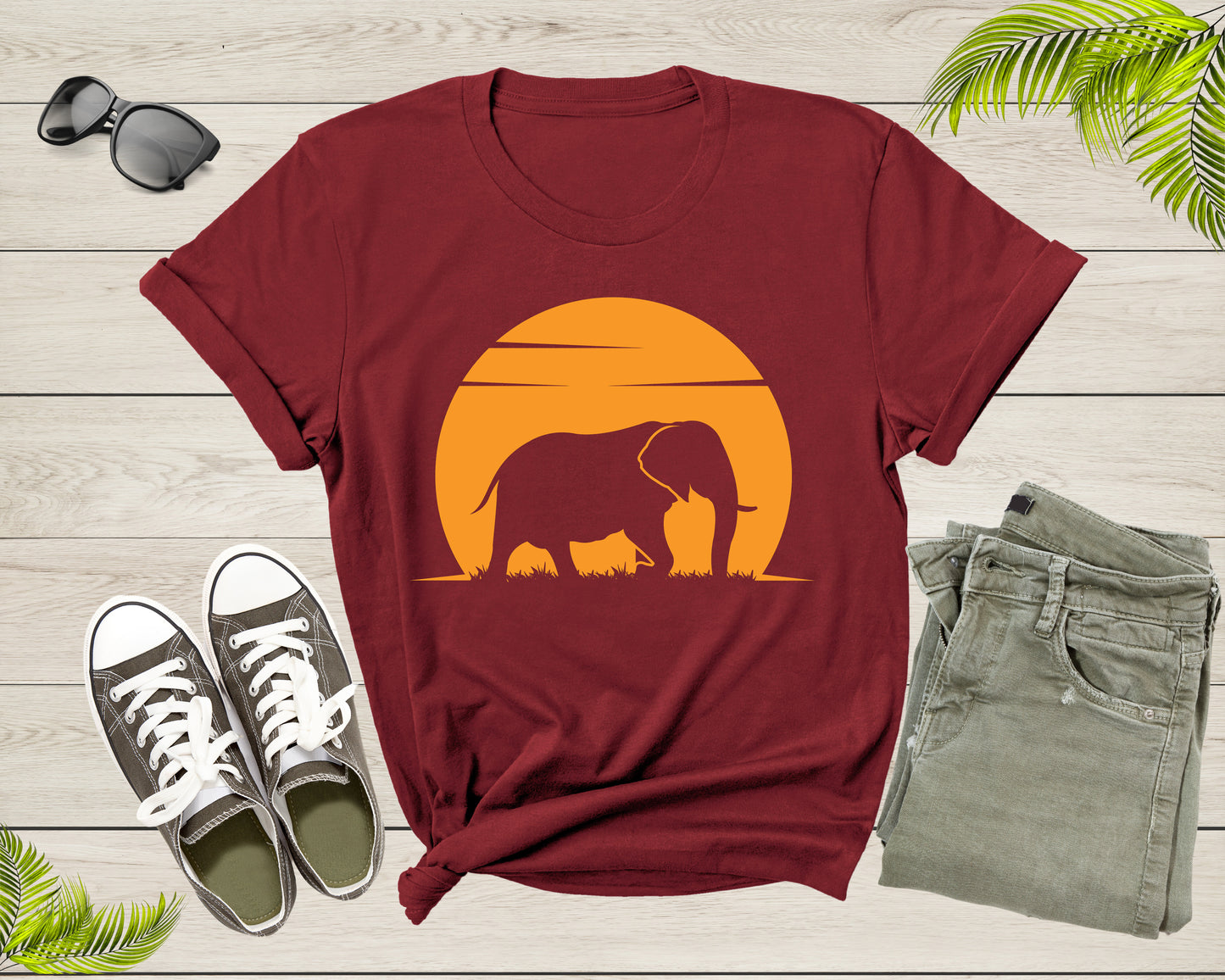 Cool Huge Elephant Walking at the Sunset for Men Women Kids T-Shirt Elephant Animal Lovers Gift T Shirt for Boys Girls Cute Elephant Tshirt