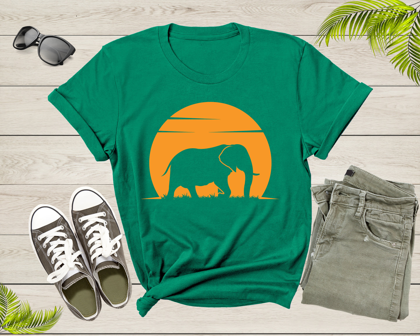 Cool Huge Elephant Walking at the Sunset for Men Women Kids T-Shirt Elephant Animal Lovers Gift T Shirt for Boys Girls Cute Elephant Tshirt