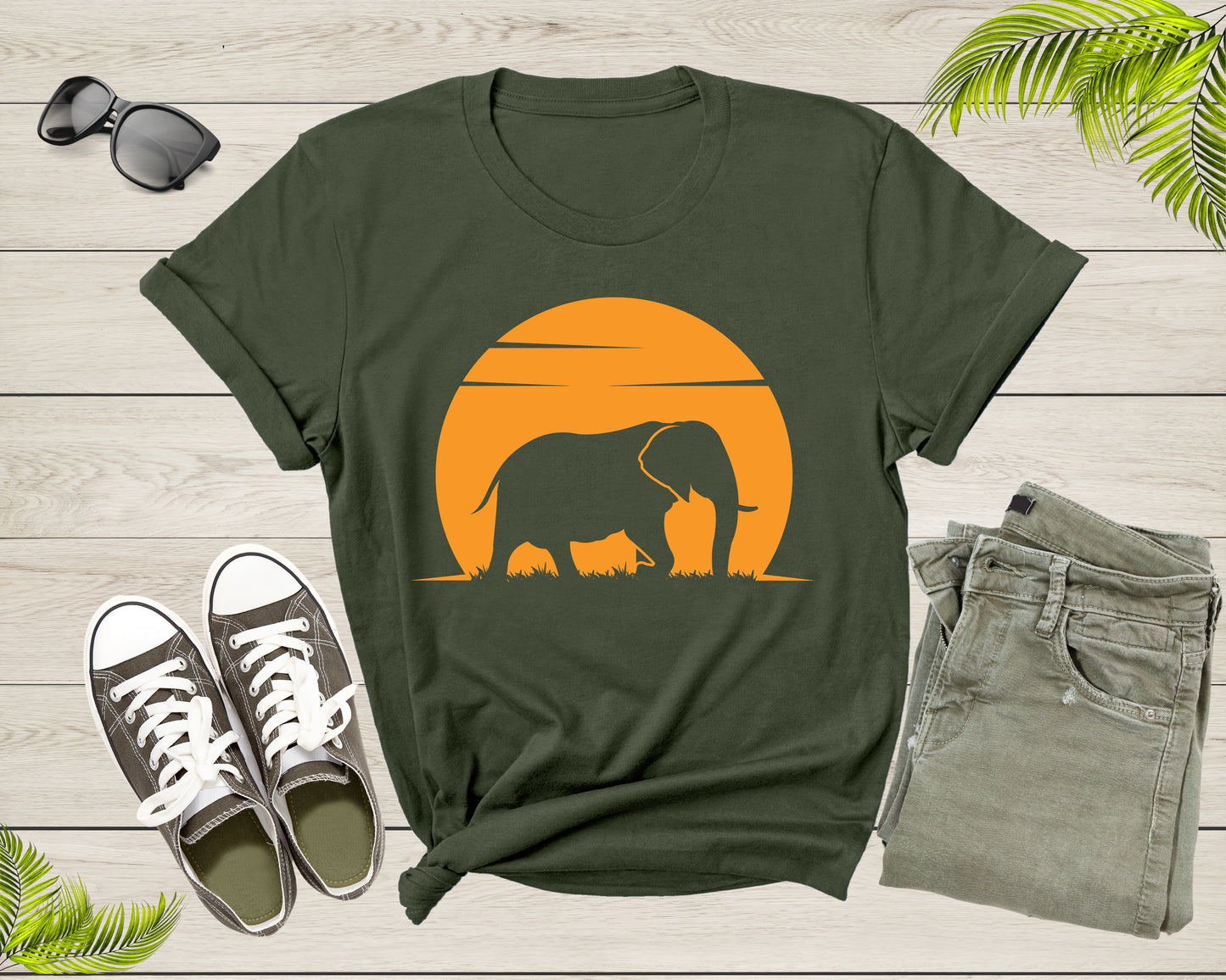 Cool Huge Elephant Walking at the Sunset for Men Women Kids T-Shirt Elephant Animal Lovers Gift T Shirt for Boys Girls Cute Elephant Tshirt