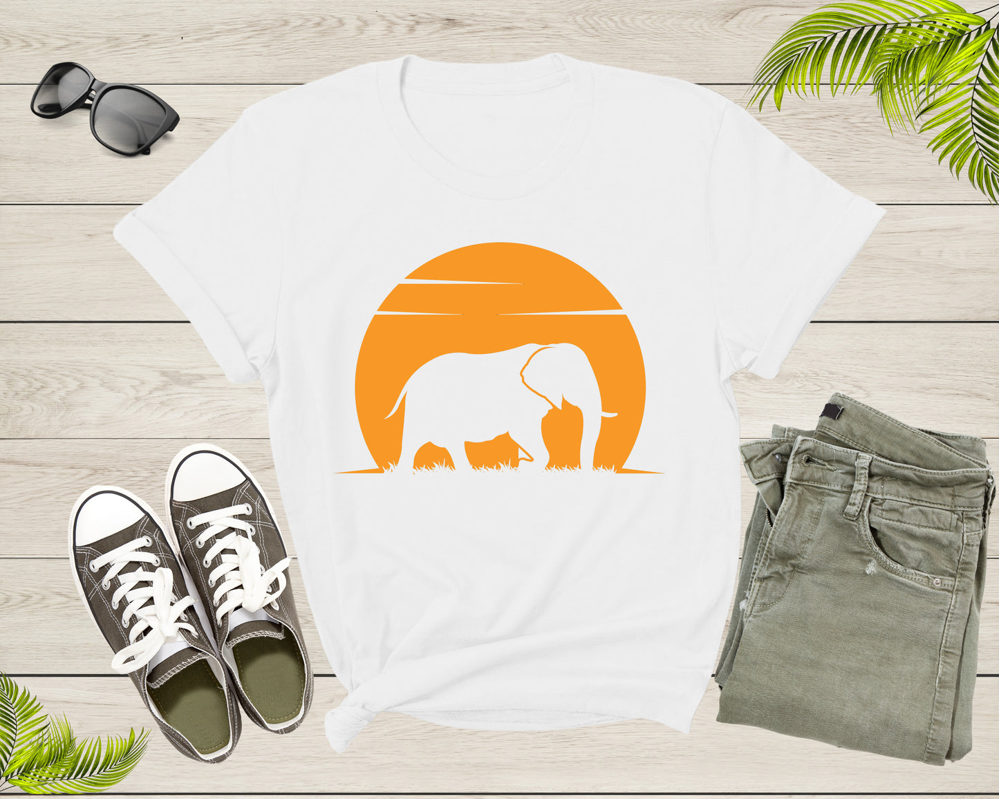 Cool Huge Elephant Walking at the Sunset for Men Women Kids T-Shirt Elephant Animal Lovers Gift T Shirt for Boys Girls Cute Elephant Tshirt