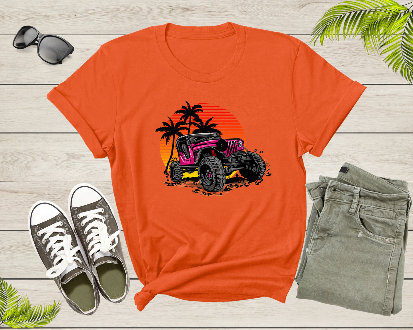 Cool Monster Truck Offroad Truck at Sunset Moving on Terrain T-Shirt Monster Truck Lover Gift T Shirt for Men Women Boys Girls Tshirt