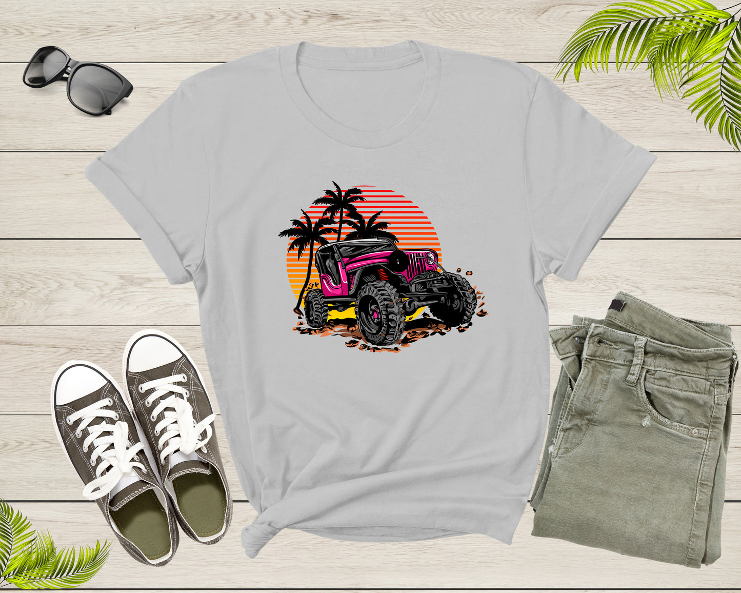 Cool Monster Truck Offroad Truck at Sunset Moving on Terrain T-Shirt Monster Truck Lover Gift T Shirt for Men Women Boys Girls Tshirt