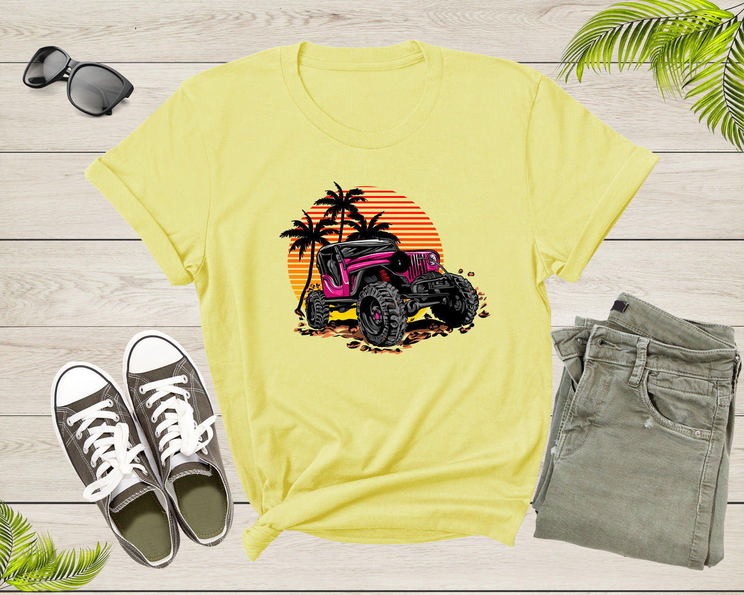Cool Monster Truck Offroad Truck at Sunset Moving on Terrain T-Shirt Monster Truck Lover Gift T Shirt for Men Women Boys Girls Tshirt