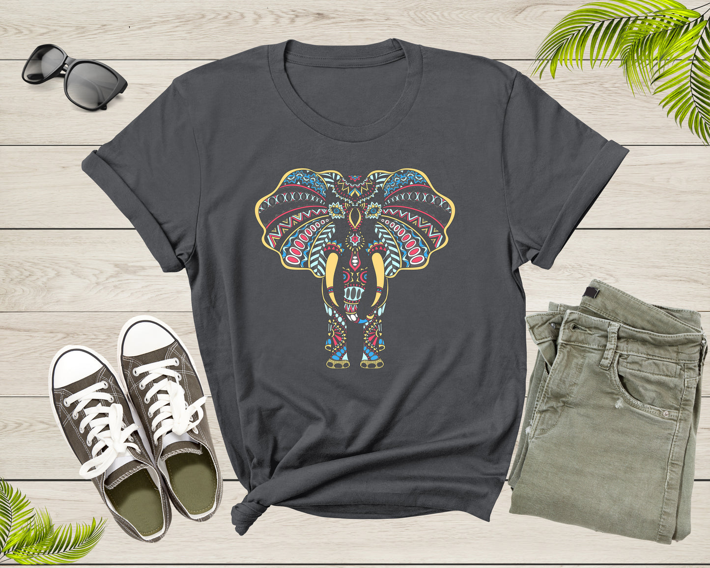 Cool Indian Mandala Elephant Lover Gift Tee Shirt Mens Womens Cute Elephant Tshirt Graphic Design Print Elephant Kids Boys Girls T-shirt