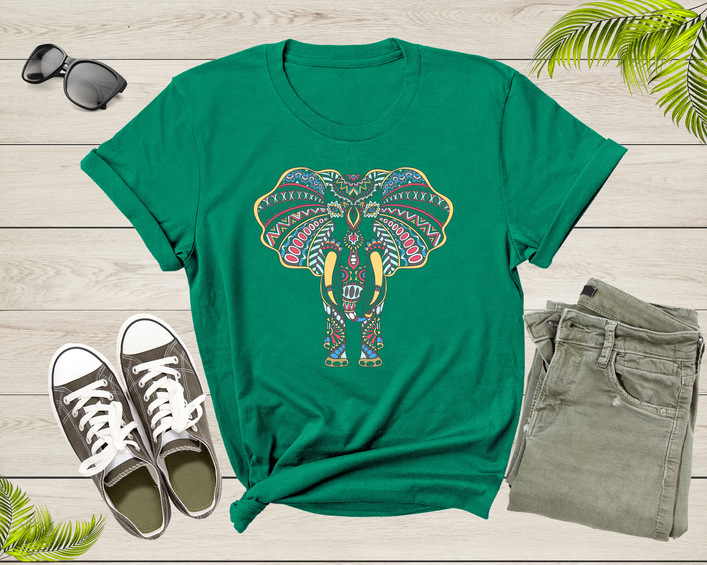 Cool Indian Mandala Elephant Lover Gift Tee Shirt Mens Womens Cute Elephant Tshirt Graphic Design Print Elephant Kids Boys Girls T-shirt