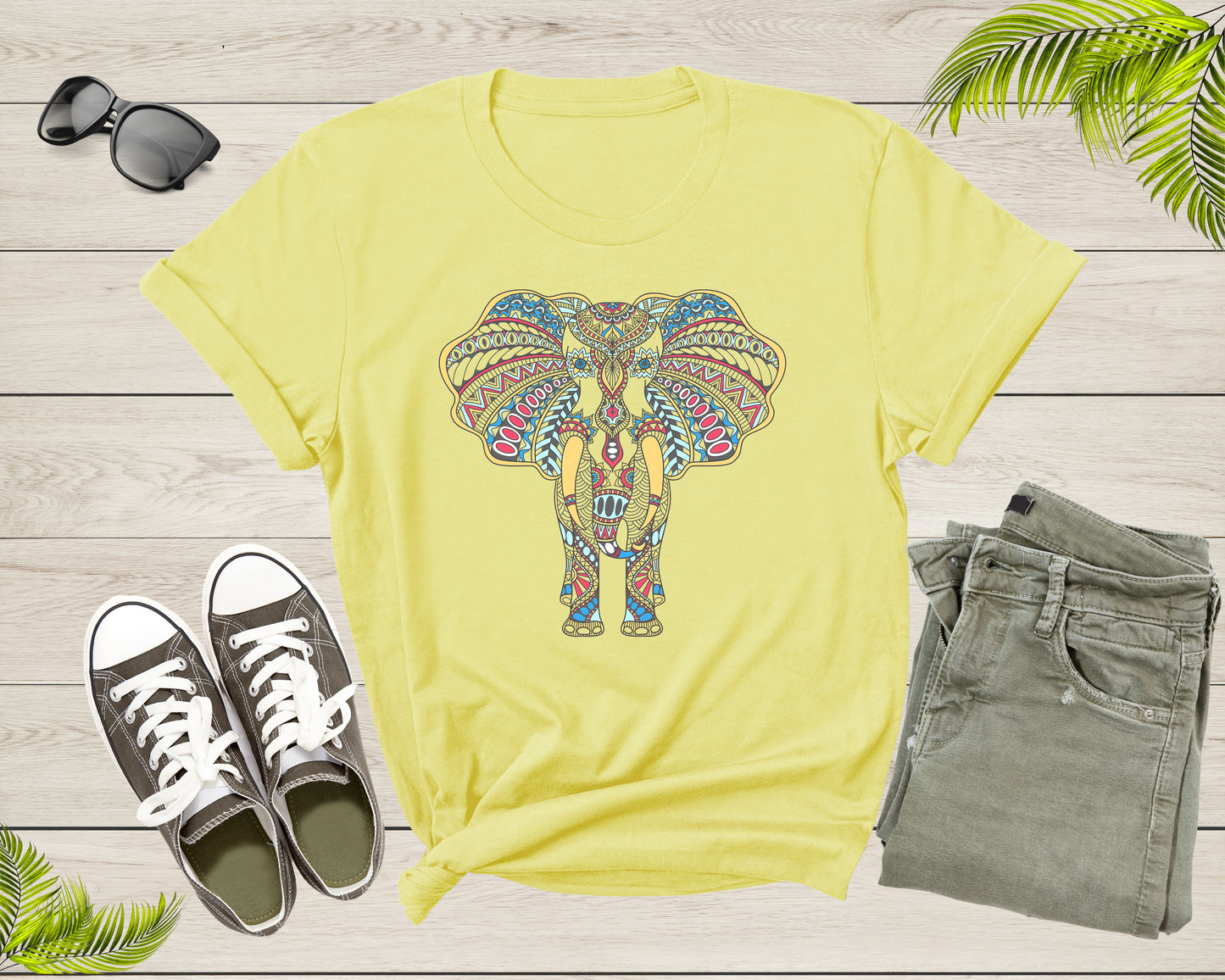 Cool Indian Mandala Elephant Lover Gift Tee Shirt Mens Womens Cute Elephant Tshirt Graphic Design Print Elephant Kids Boys Girls T-shirt