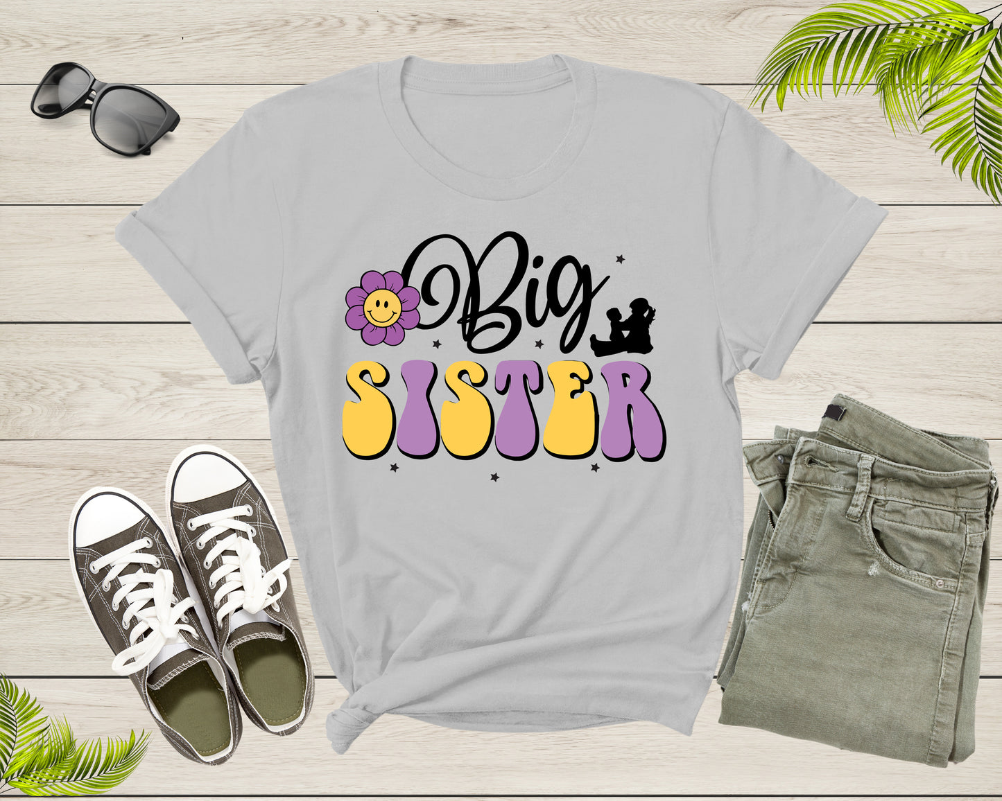 Funny Retro Big Sister Gift Present For Girl Teenager Women T-Shirt Big Sister Lover Graphic Design T Shirt for Girls Teens Tshirt