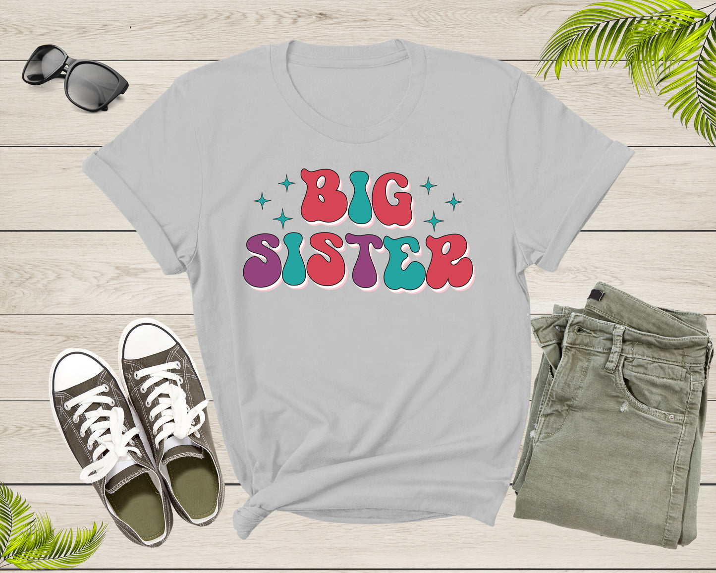 Funny Retro Big Sister Gift Present For Girl Teenager Women T-Shirt Big Sister Lover Graphic Design T Shirt for Girls Teens Tshirt