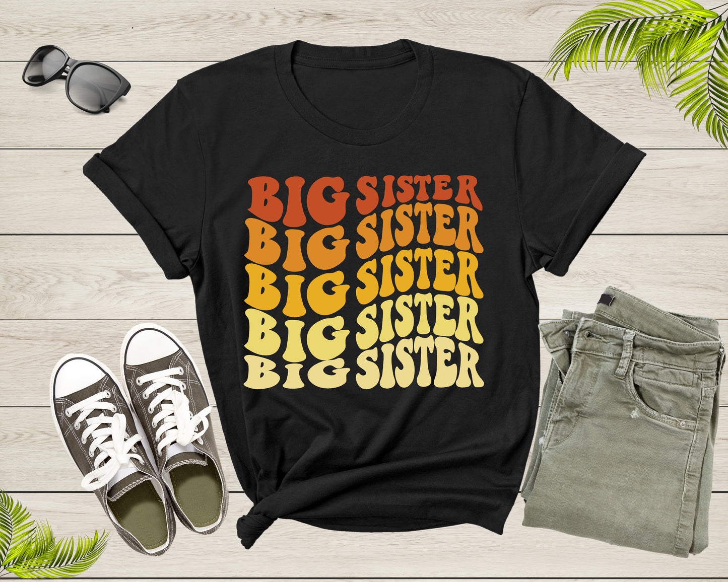 Funny Retro Big Sister Gift Present For Girl Teenager Women T-Shirt Big Sister Lover Graphic Design T Shirt for Girls Teens Tshirt