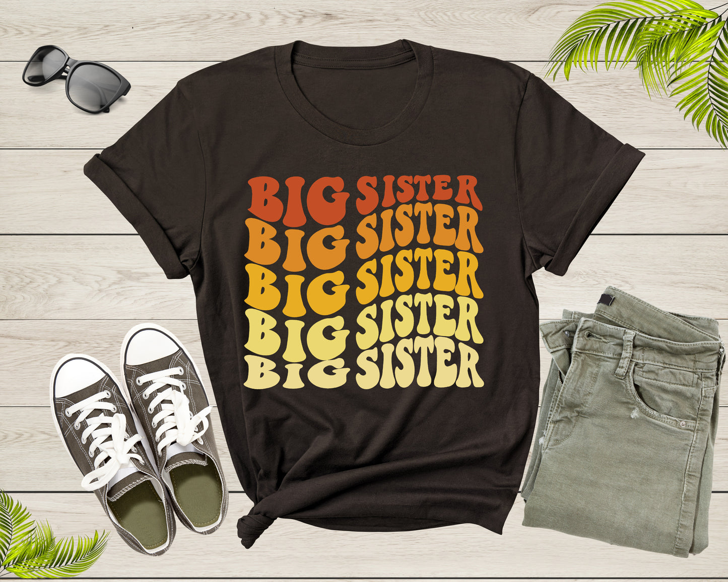 Funny Retro Big Sister Gift Present For Girl Teenager Women T-Shirt Big Sister Lover Graphic Design T Shirt for Girls Teens Tshirt