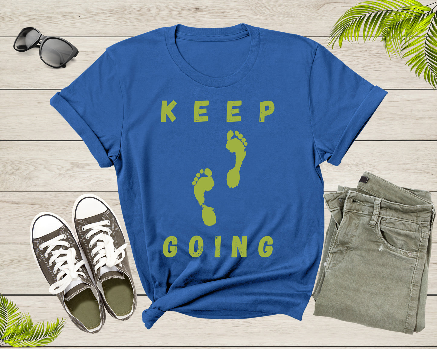 Cool Keep Going Motivational Quote Meme Walking Footprints T-Shirt Motivation Gift for Men Women Kids Boys Girls Footprint Steps Tshirt