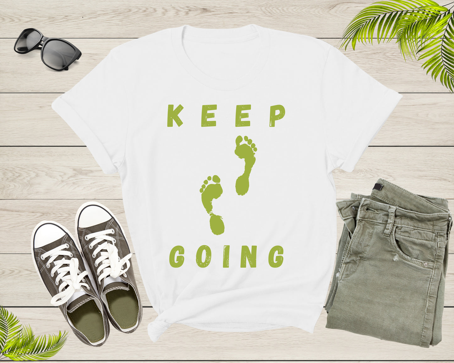 Cool Keep Going Motivational Quote Meme Walking Footprints T-Shirt Motivation Gift for Men Women Kids Boys Girls Footprint Steps Tshirt