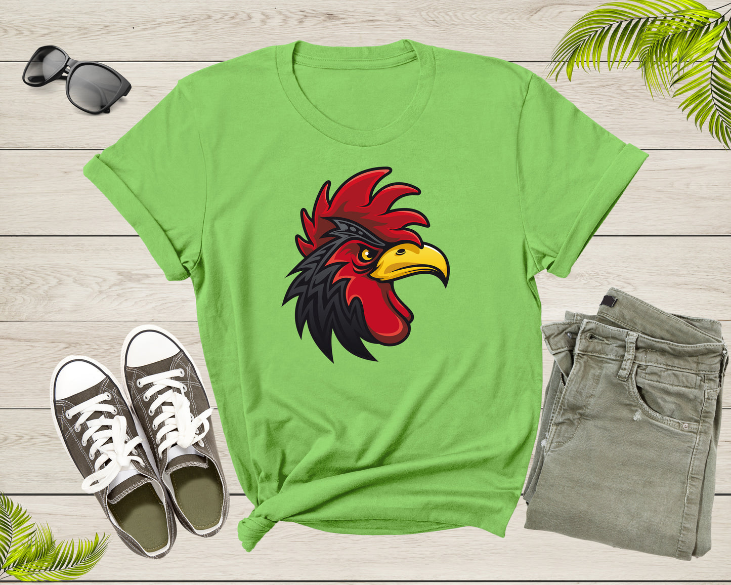 Cool Rooster Head Face Animal Bird Wildlife for Men Women T-Shirt Chicken Lover Gift T Shirt for Boys Girls Cute Cock Bird Tshirt